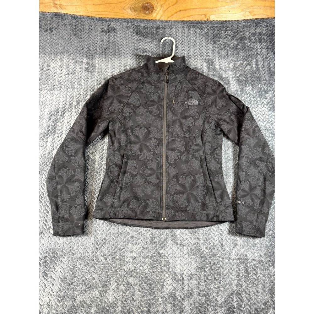 The North Face Apex Bionic Jacket Womens XS Black Gray Floral Softshell Full Zip